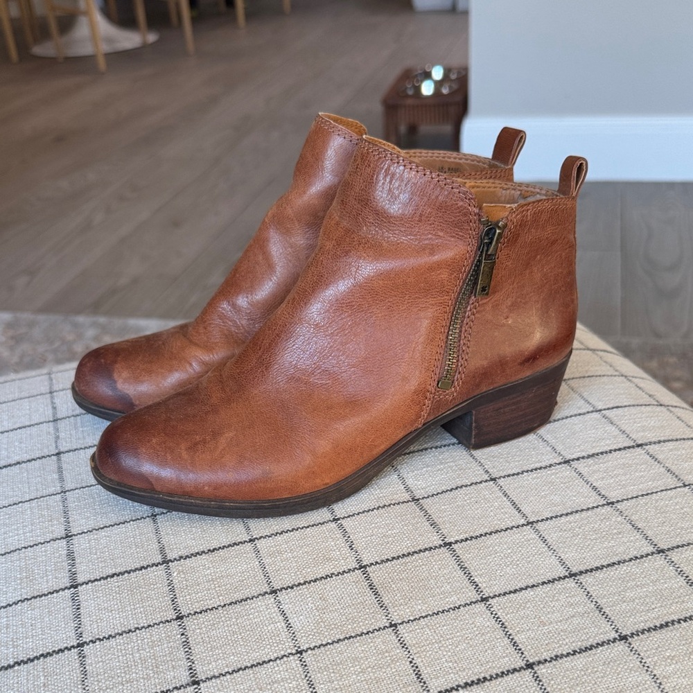 Lucky Brand Cognac Leather Ankle Booties